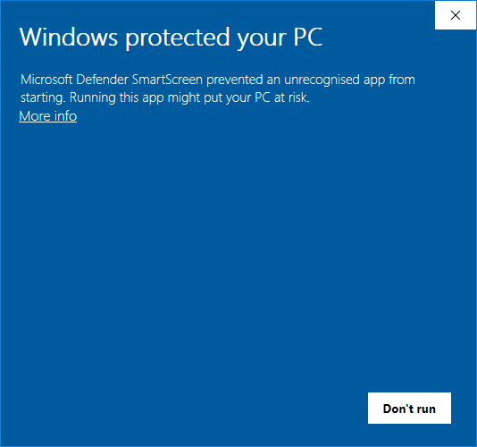Μήνυμα Windows SmartScreen
