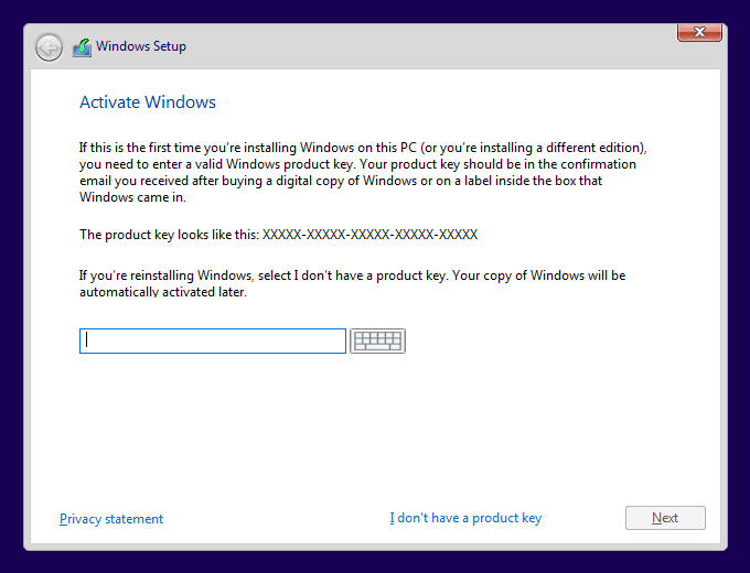 Activate Windows 10 setup