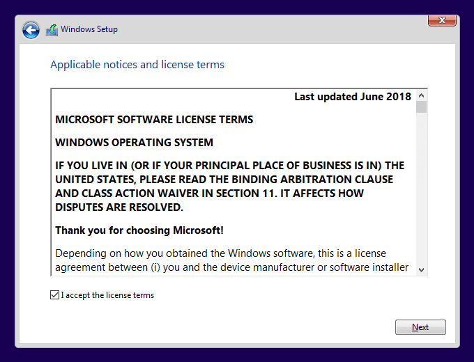 lisensi software Microsoft Windows 10 setup